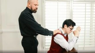 Pervert priest licks the ass of this Twink teen
