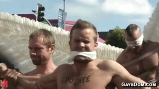 Connor Maguire And Cameron Kincade Folsom Street Fair Public Bdsm With Ball Bondage