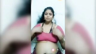Gouthami reddy manthena sexy looking in pink saree removing blouse showing nude milky boobs in video call ???