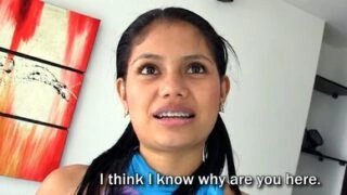 Tiny latina teen visits BWC boyfriend for a blowjob and a fuck