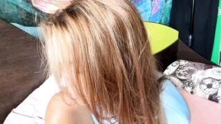 Beautiful Blonde Girl with Glitter Hair Teasing on Camera