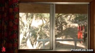 Gaia In Orange Jumpsuit Gets Roped And Gagged By James Deen At Country Ranch